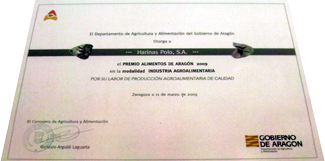 Diploma to the Best Food Company of Aragon